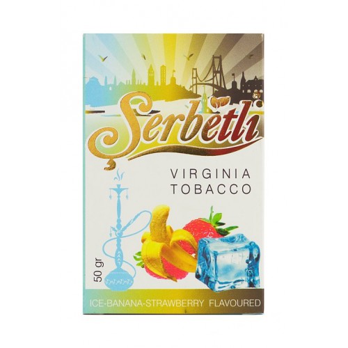 Кальянный табак Serbetli Ice Banana Strawberry Flavoured, 50гр.