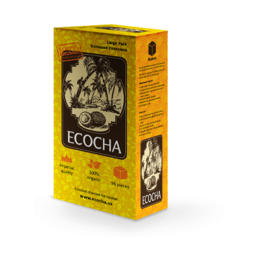 Уголь для кальяна Ecocha КУБ кокосовый 96 кубиков
