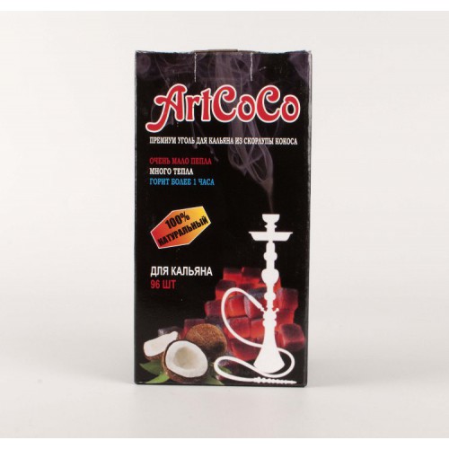 Уголь натуральный Кокосовый ArtCoco 1 кг 96 шт